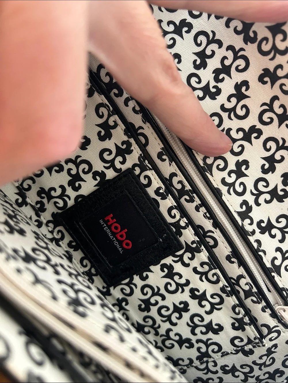 HOBO International Black Leather Foldover Clutch with Snap Accent